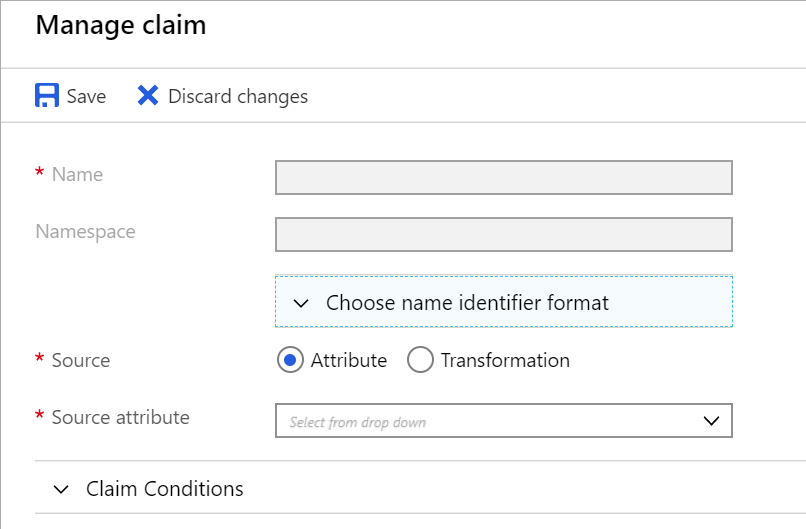 Manage claim dialog in Azure