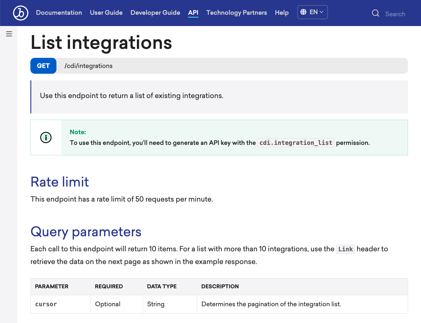 An example page using the 'api_page' layout.