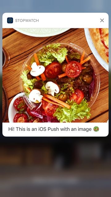 iOS push notification on a hard push with the same text as the previous message with an expanded image preceding the text.